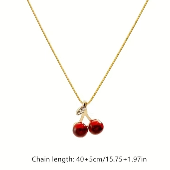 Cherry Pendant Necklace Gold - Picture 5 of 6